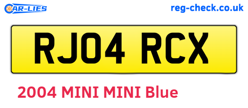 RJ04RCX are the vehicle registration plates.
