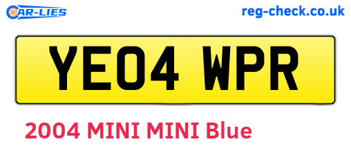 YE04WPR are the vehicle registration plates.