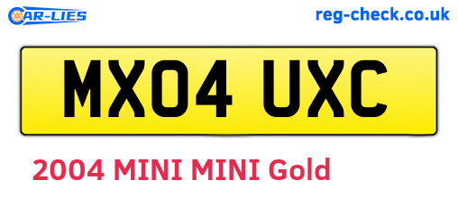 MX04UXC are the vehicle registration plates.