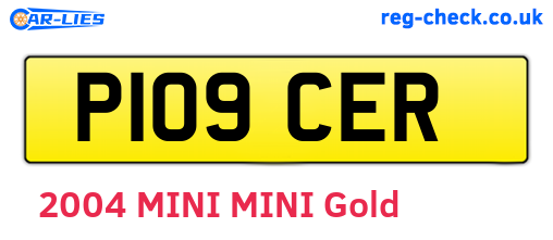 P109CER are the vehicle registration plates.