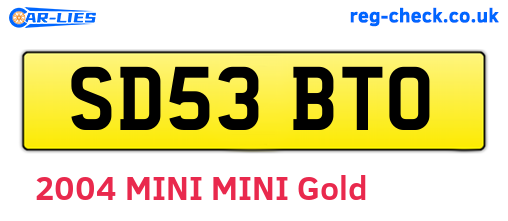 SD53BTO are the vehicle registration plates.