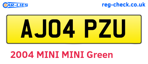 AJ04PZU are the vehicle registration plates.