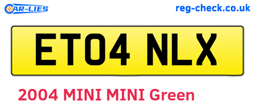 ET04NLX are the vehicle registration plates.
