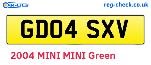 GD04SXV are the vehicle registration plates.