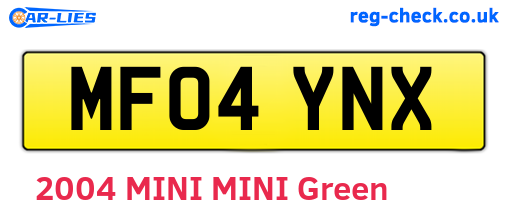 MF04YNX are the vehicle registration plates.