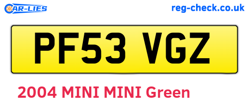 PF53VGZ are the vehicle registration plates.