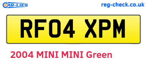 RF04XPM are the vehicle registration plates.