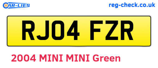 RJ04FZR are the vehicle registration plates.