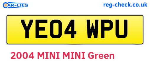 YE04WPU are the vehicle registration plates.