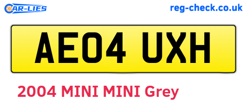 AE04UXH are the vehicle registration plates.