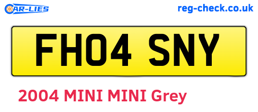 FH04SNY are the vehicle registration plates.
