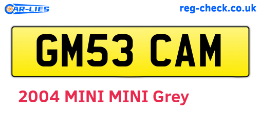 GM53CAM are the vehicle registration plates.