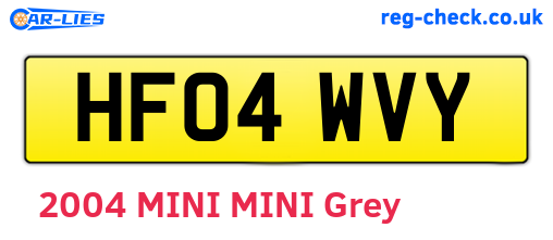 HF04WVY are the vehicle registration plates.