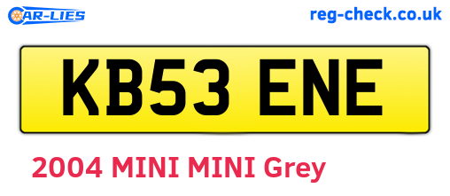 KB53ENE are the vehicle registration plates.