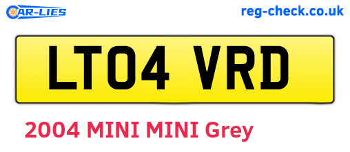 LT04VRD are the vehicle registration plates.