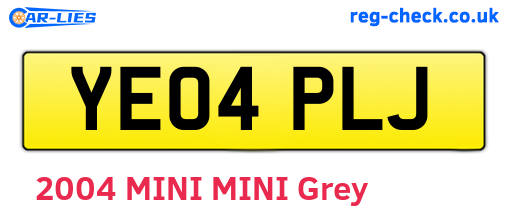 YE04PLJ are the vehicle registration plates.
