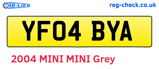 YF04BYA are the vehicle registration plates.