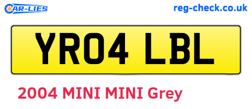 YR04LBL are the vehicle registration plates.