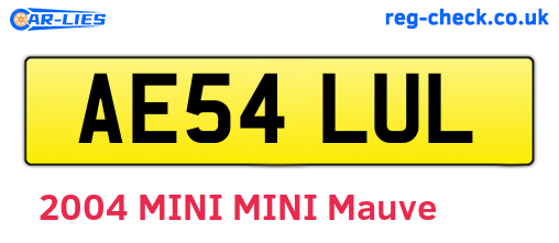 AE54LUL are the vehicle registration plates.