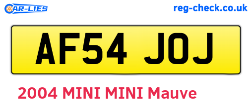 AF54JOJ are the vehicle registration plates.