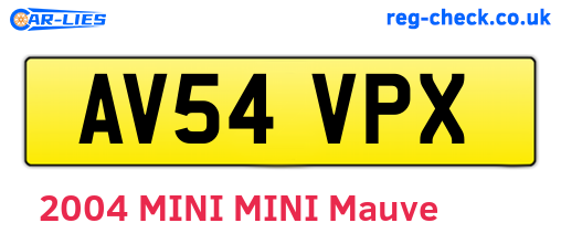 AV54VPX are the vehicle registration plates.