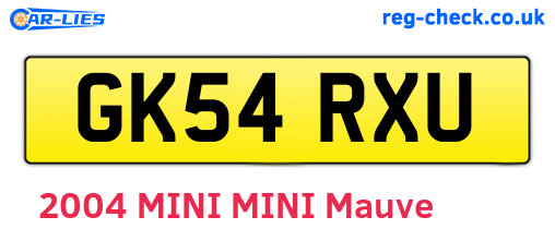 GK54RXU are the vehicle registration plates.