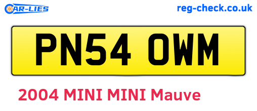 PN54OWM are the vehicle registration plates.