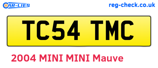 TC54TMC are the vehicle registration plates.