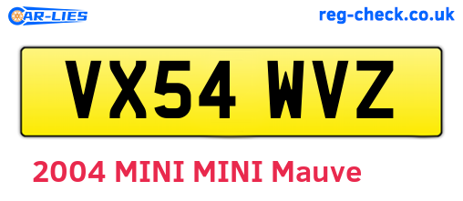VX54WVZ are the vehicle registration plates.