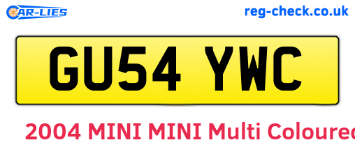 GU54YWC are the vehicle registration plates.