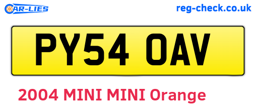 PY54OAV are the vehicle registration plates.