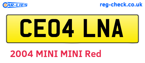 CE04LNA are the vehicle registration plates.