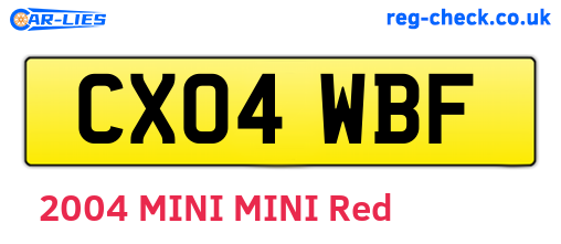 CX04WBF are the vehicle registration plates.