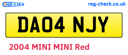 DA04NJY are the vehicle registration plates.