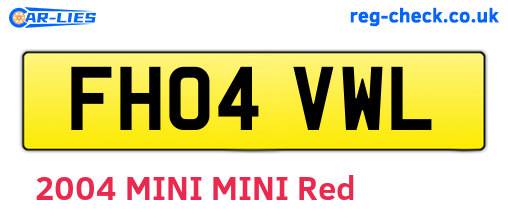 FH04VWL are the vehicle registration plates.