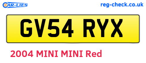 GV54RYX are the vehicle registration plates.