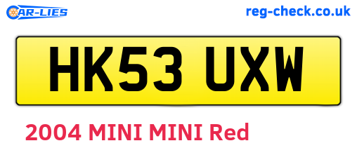 HK53UXW are the vehicle registration plates.