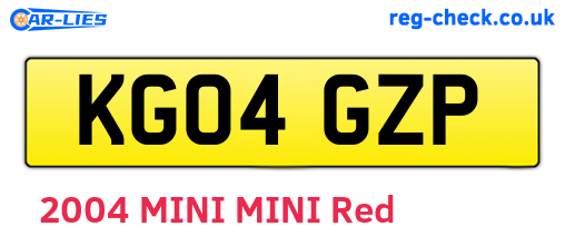 KG04GZP are the vehicle registration plates.