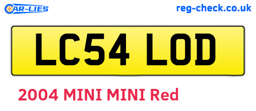 LC54LOD are the vehicle registration plates.