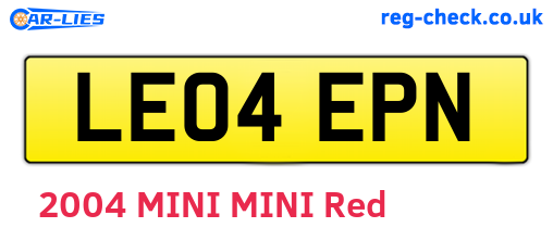 LE04EPN are the vehicle registration plates.