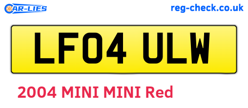 LF04ULW are the vehicle registration plates.