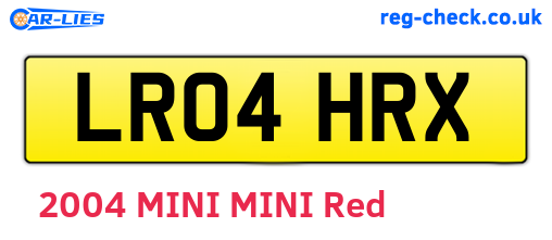LR04HRX are the vehicle registration plates.