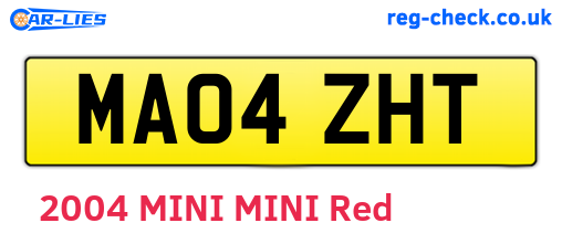 MA04ZHT are the vehicle registration plates.