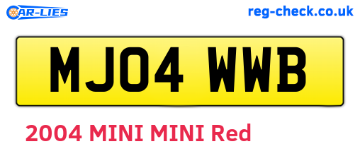MJ04WWB are the vehicle registration plates.