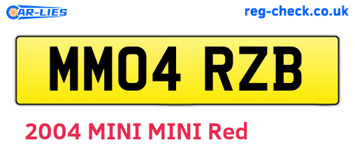 MM04RZB are the vehicle registration plates.