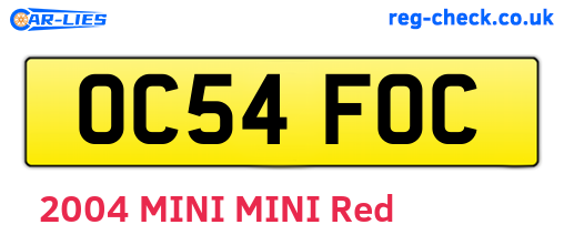 OC54FOC are the vehicle registration plates.