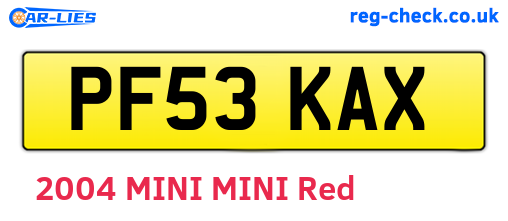 PF53KAX are the vehicle registration plates.