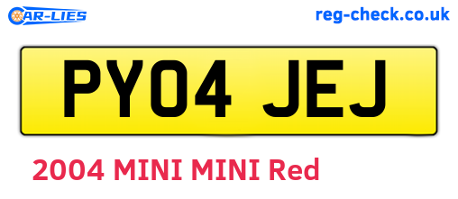 PY04JEJ are the vehicle registration plates.