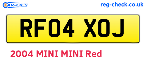 RF04XOJ are the vehicle registration plates.