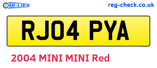 RJ04PYA are the vehicle registration plates.